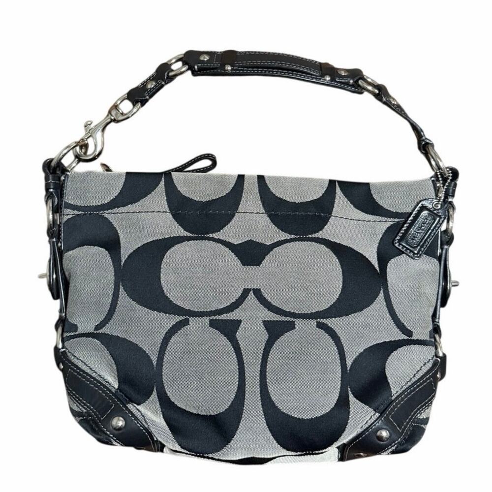 Vintage Y2K Coach Carly Bag black and gray signature canvas